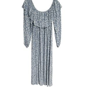 Floral Blue Maternity Dress